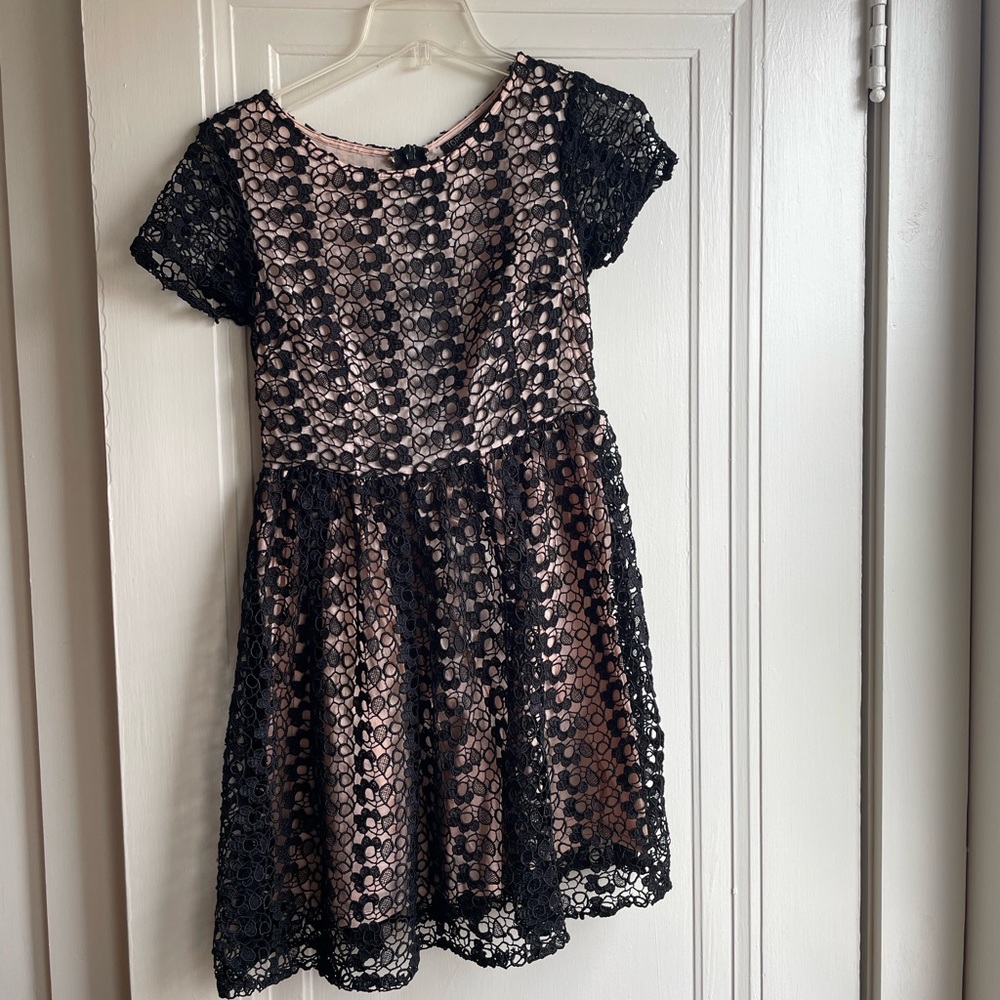 Black lace TopShop fit & flair dress